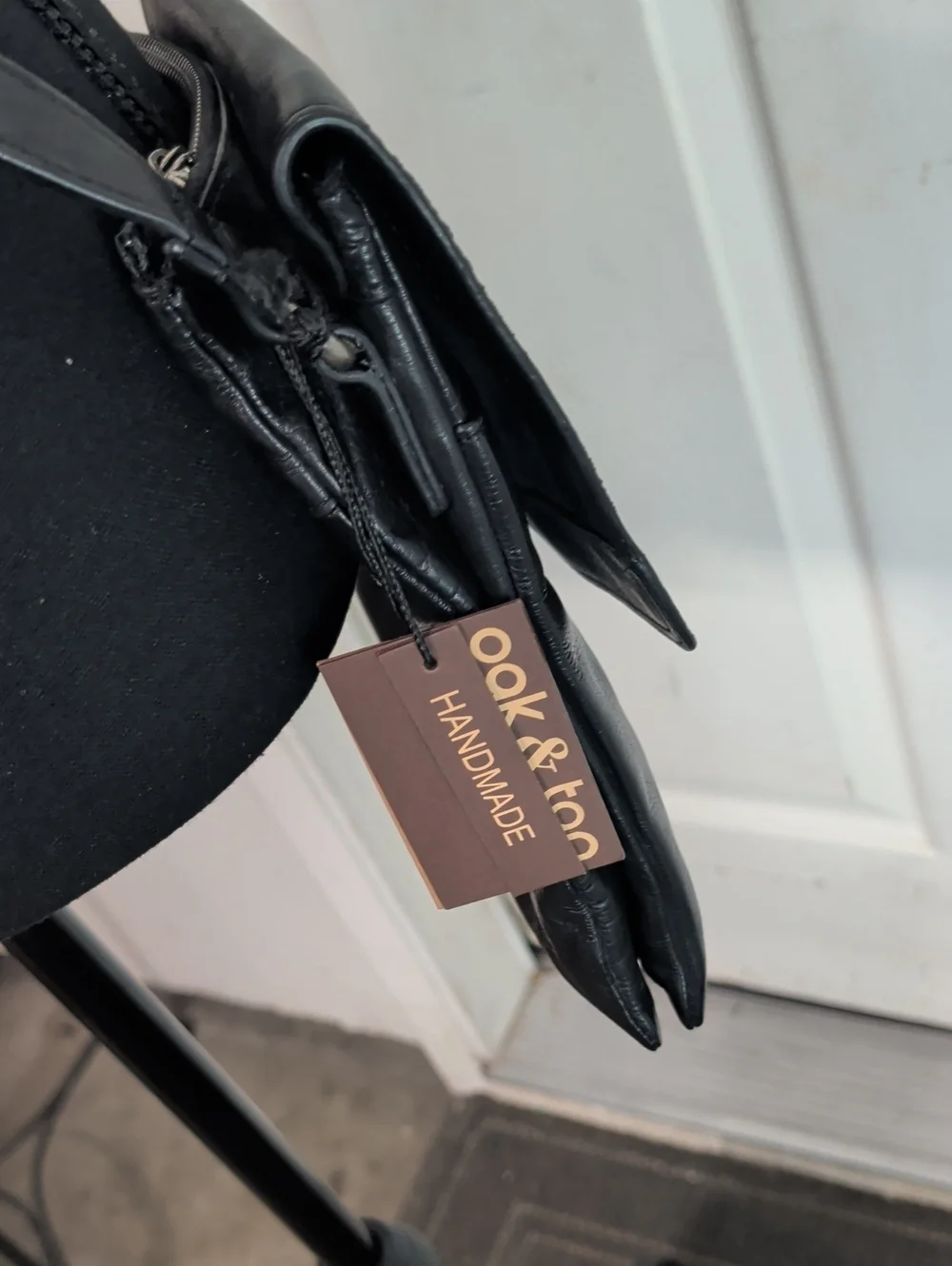 Oak & Tan Handmade Black Leather Crossbody Bag NWT